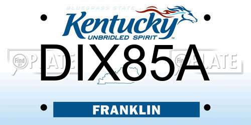 DIX85A Kentucky License Plate