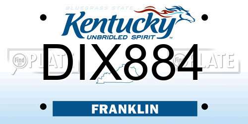 DIX884 Kentucky License Plate