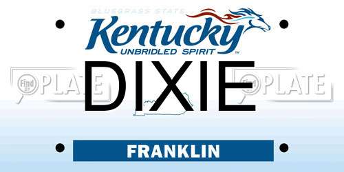 DIXIE Kentucky License Plate