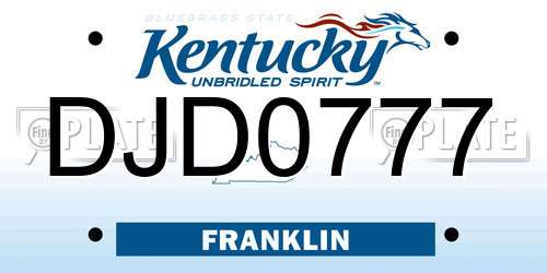 DJD0777 Kentucky License Plate