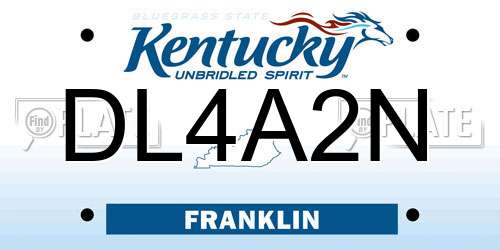 DL4A2N Kentucky License Plate