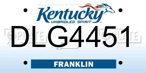 DLG4451 Kentucky License Plate