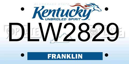 DLW2829 Kentucky License Plate