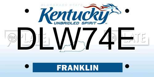 DLW74E Kentucky License Plate