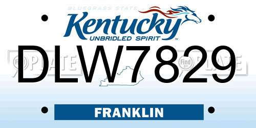 DLW7829 Kentucky License Plate