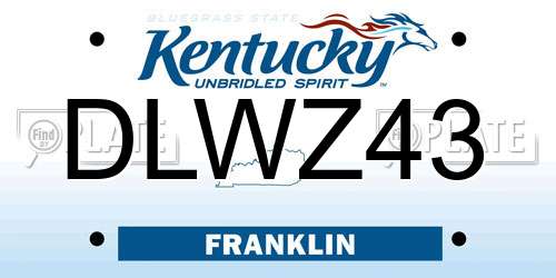 DLWZ43 Kentucky License Plate