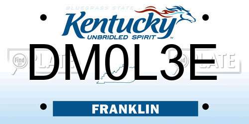 DM0L3E Kentucky License Plate