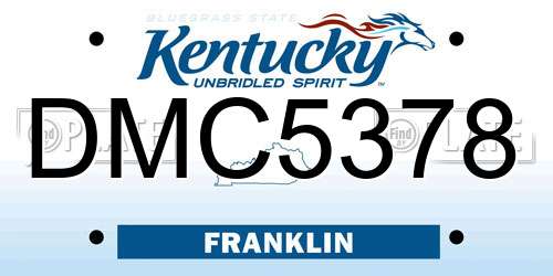 DMC5378 Kentucky License Plate