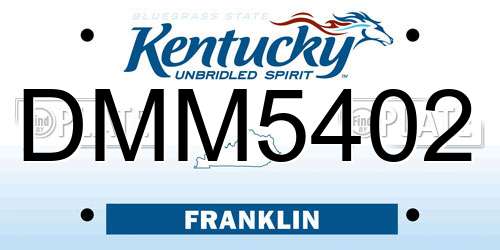 DMM5402 Kentucky License Plate