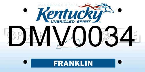 DMV0034 Kentucky License Plate