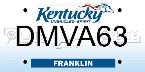 DMVA63 Kentucky License Plate