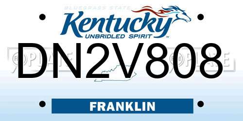 DN2V808 Kentucky License Plate