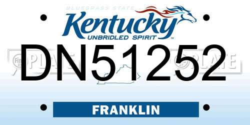 DN51252 Kentucky License Plate