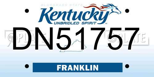 DN51757 Kentucky License Plate