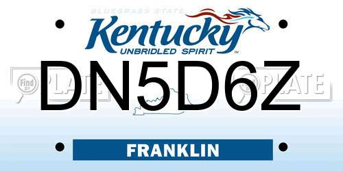 DN5D6Z Kentucky License Plate
