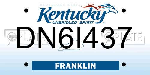 DN6I437 Kentucky License Plate