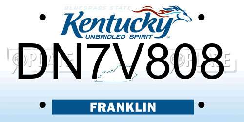 DN7V808 Kentucky License Plate