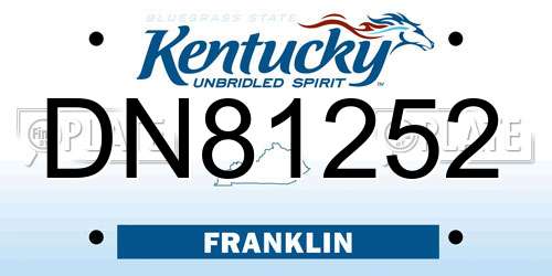 DN81252 Kentucky License Plate