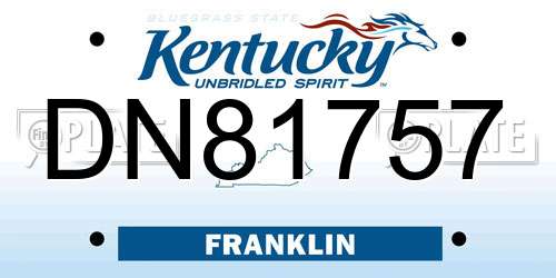 DN81757 Kentucky License Plate