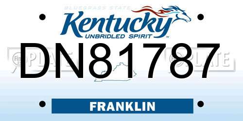 DN81787 Kentucky License Plate