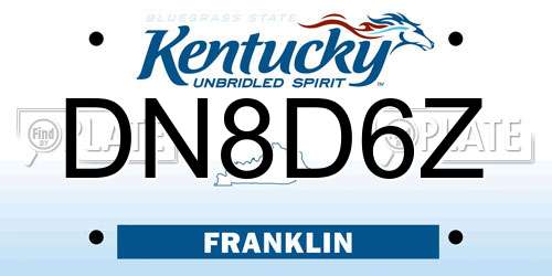 DN8D6Z Kentucky License Plate