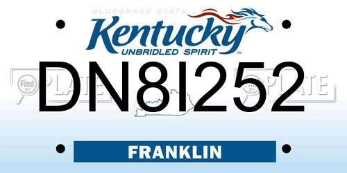 DN8I252 Kentucky License Plate