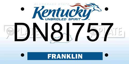 DN8I757 Kentucky License Plate