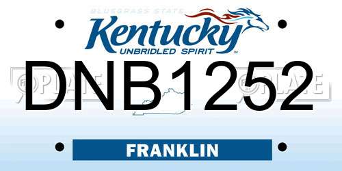 DNB1252 Kentucky License Plate