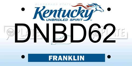 DNBD62 Kentucky License Plate