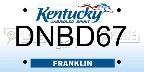 DNBD67 Kentucky License Plate