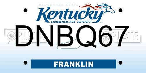 DNBQ67 Kentucky License Plate