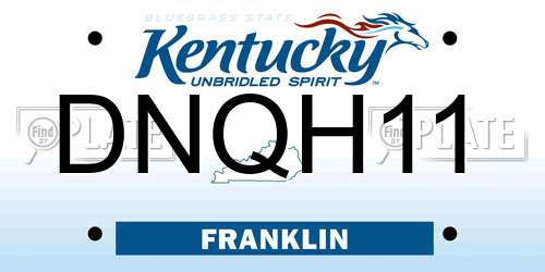 DNQH11 Kentucky License Plate