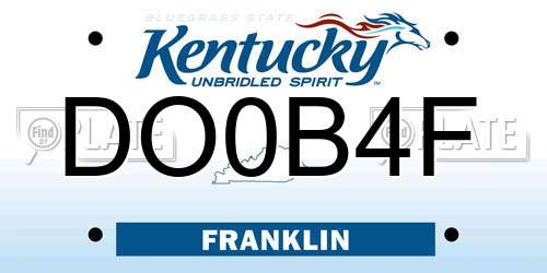 DO0B4F Kentucky License Plate