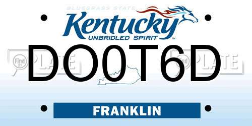 DO0T6D Kentucky License Plate