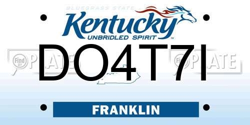 DO4T7I Kentucky License Plate