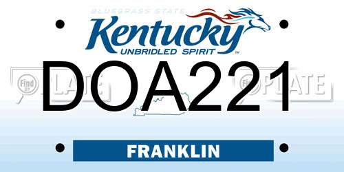 DOA221 Kentucky License Plate