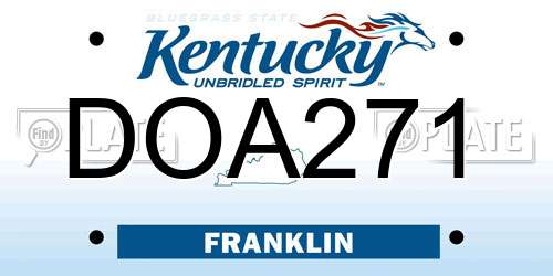 DOA271 Kentucky License Plate