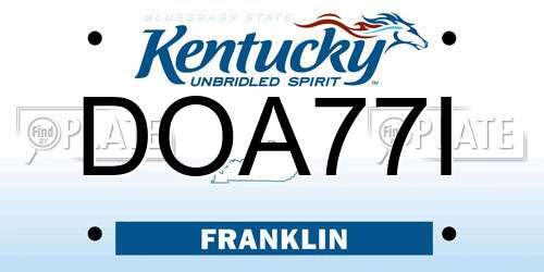 DOA77I Kentucky License Plate