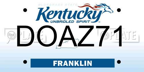 DOAZ71 Kentucky License Plate