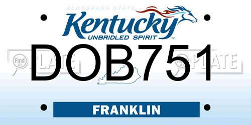 DOB751 Kentucky License Plate