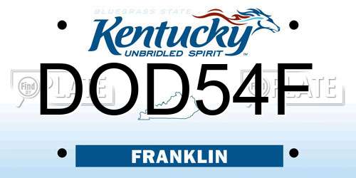 DOD54F Kentucky License Plate