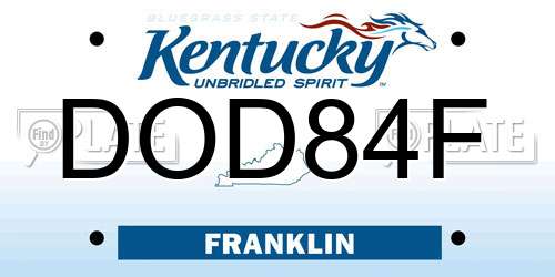 DOD84F Kentucky License Plate