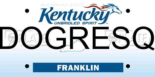 DOGRESQ Kentucky License Plate