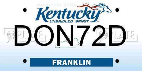 DON72D Kentucky License Plate