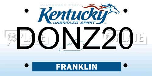 DONZ20 Kentucky License Plate