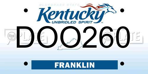 DOO260 Kentucky License Plate