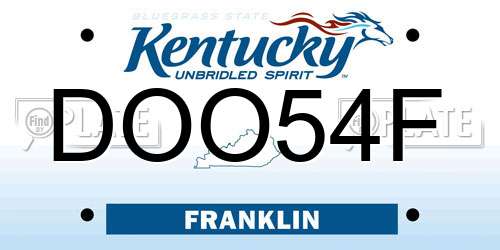 DOO54F Kentucky License Plate