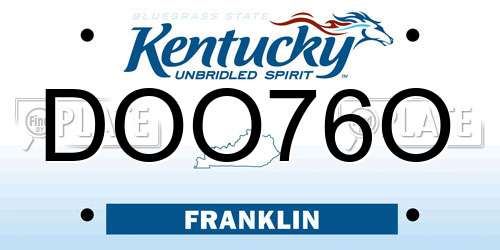 DOO76O Kentucky License Plate