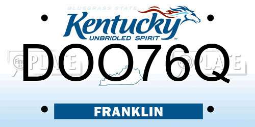 DOO76Q Kentucky License Plate