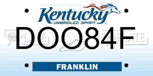 DOO84F Kentucky License Plate